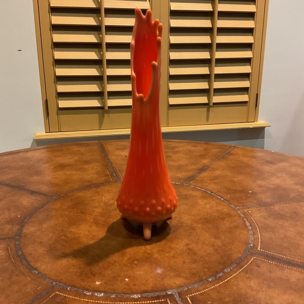 12” Orange Stretch Art Glass Vase